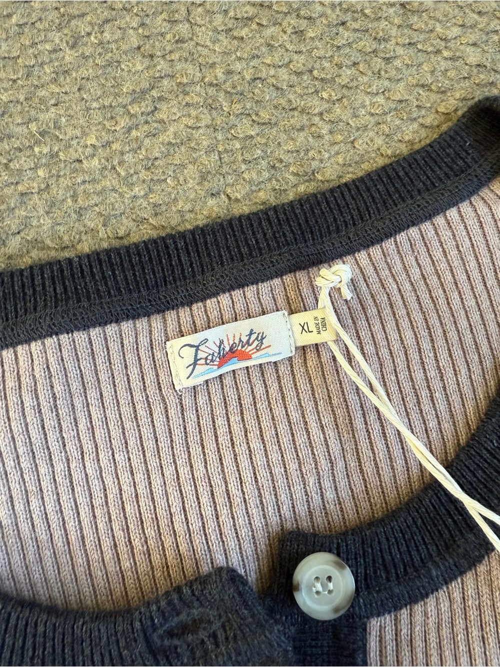 FAHERTY Mikki Henley Throwback Striped Cotton / Cashmere Knit Top Size XL NWT - Picture 5 of 8